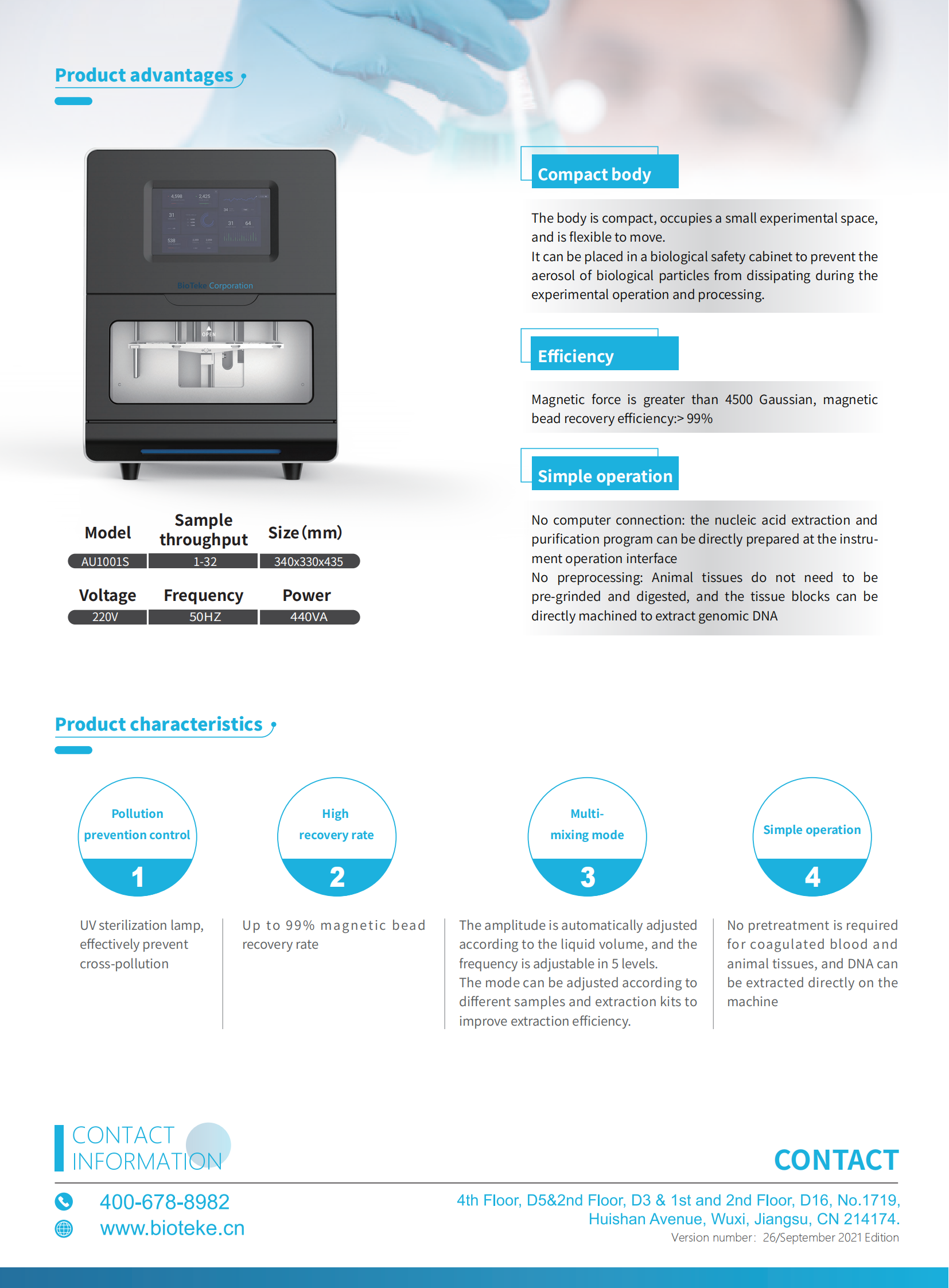 Bioteke AU1001S Extractor de acid nucleic