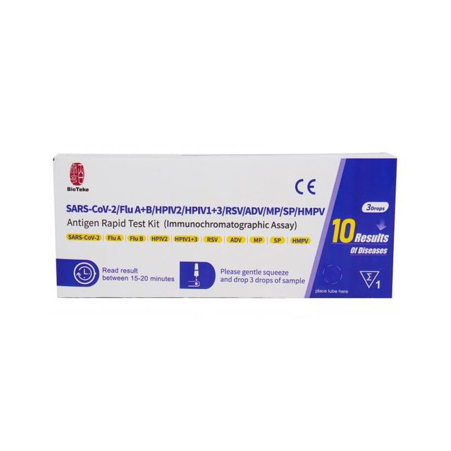 Respirator 10 în 1 SARS-CoV-2/gripă A+B/HPIV2/HPIV1+3/RSV/ADV/MP/SP/HMPV Set de testare rapidă