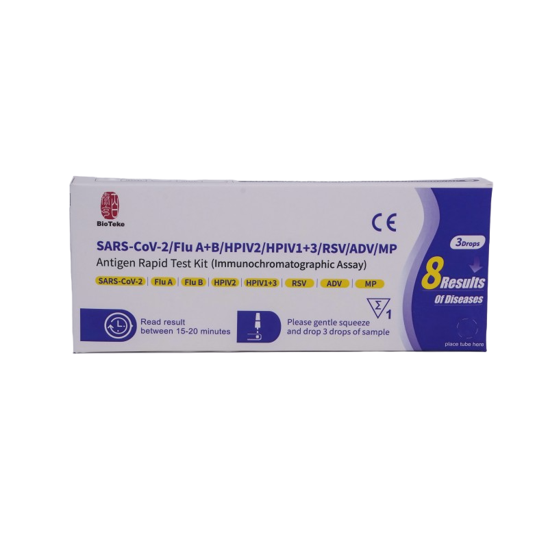 8 în 1 SARS-CoV-2/gripă A+B/HPIV2/HPIV1+3/RSV/ADV/MP Antigen Set de testare rapidă