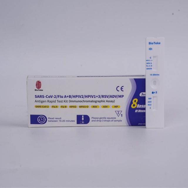 8 în 1 SARS-CoV-2/gripă A+B/HPIV2/HPIV1+3/RSV/ADV/MP Antigen Set de testare rapidă