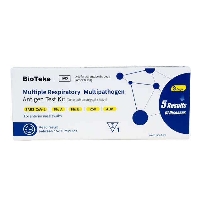 5-in-1 multiplu kit de testare a antigenului multipatogen respirator (auto-test)
