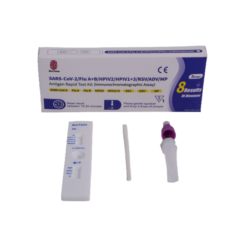 8 în 1 SARS-CoV-2/gripă A+B/HPIV2/HPIV1+3/RSV/ADV/MP Antigen Set de testare rapidă